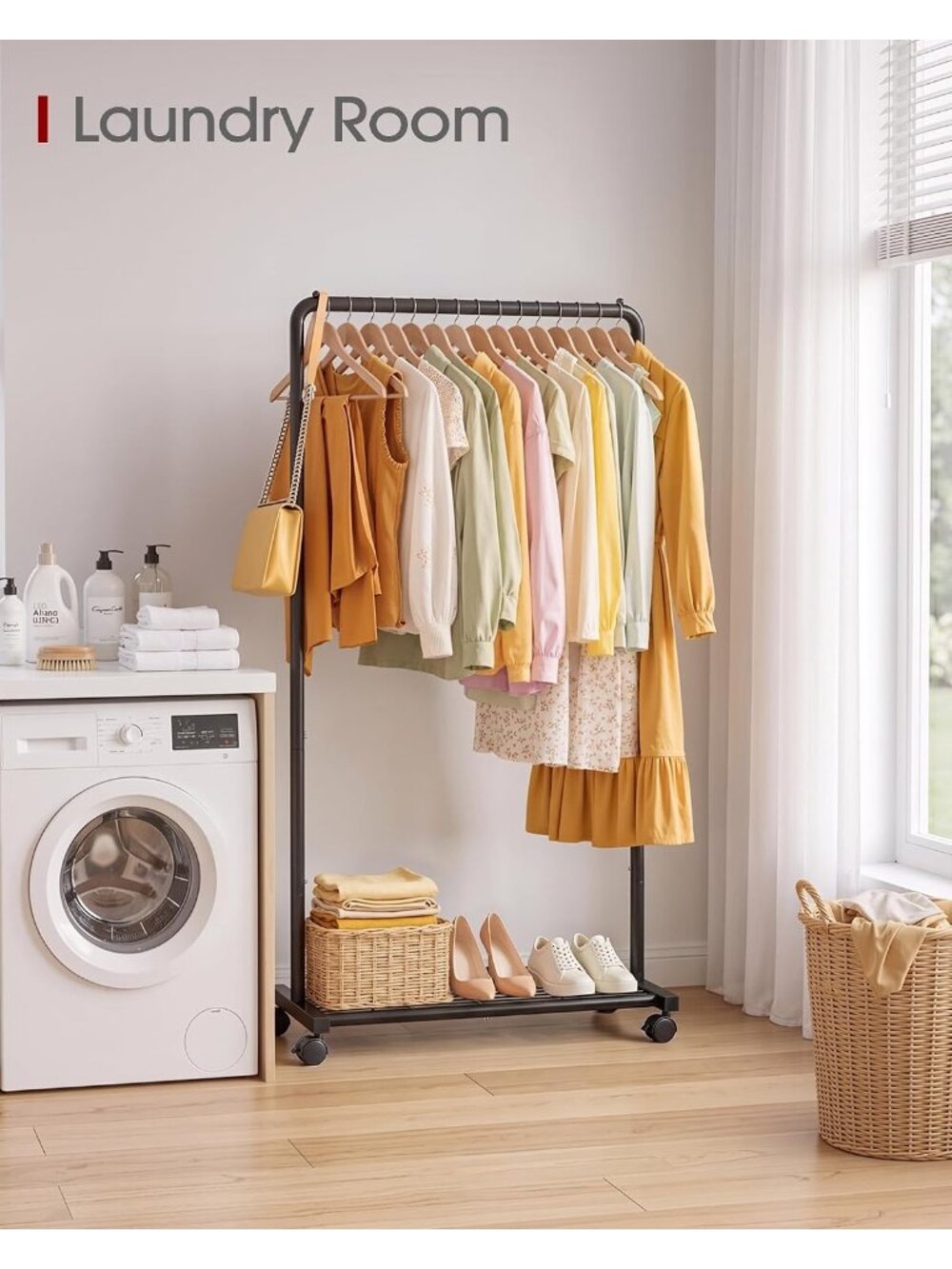 New Clothes Rack - Clothing Rack with Storage Mesh Shelf & Casters, - Picture 9 of 9